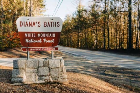 Dianas Baths at White Mountain National Forest near Peak and Pine Retreat with fall foliage