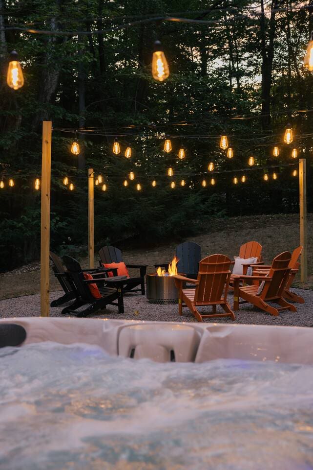 Family entertainment space in the lower level at Peak and Pine Retreat
